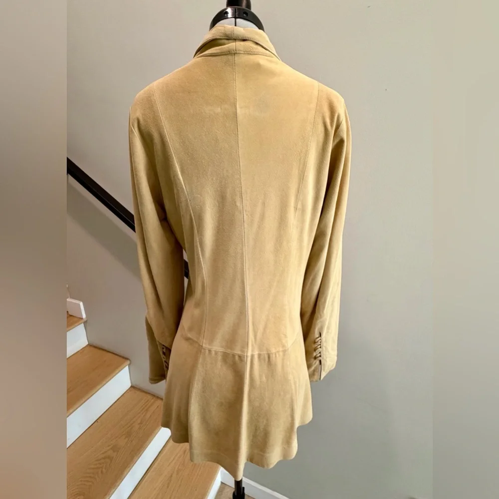 Krizia VTG Sheepskin Suede Button-Front Jacket, tan, IT40 but modern XS, EUC - Picture 6 of 15